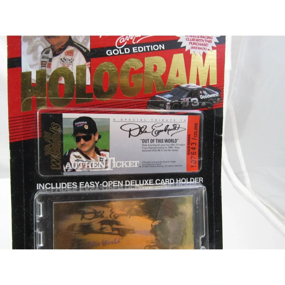 Dale Earnhardt Sr Wheels Racing Vintage Gold Edition Hologram Card & Bill Elliot